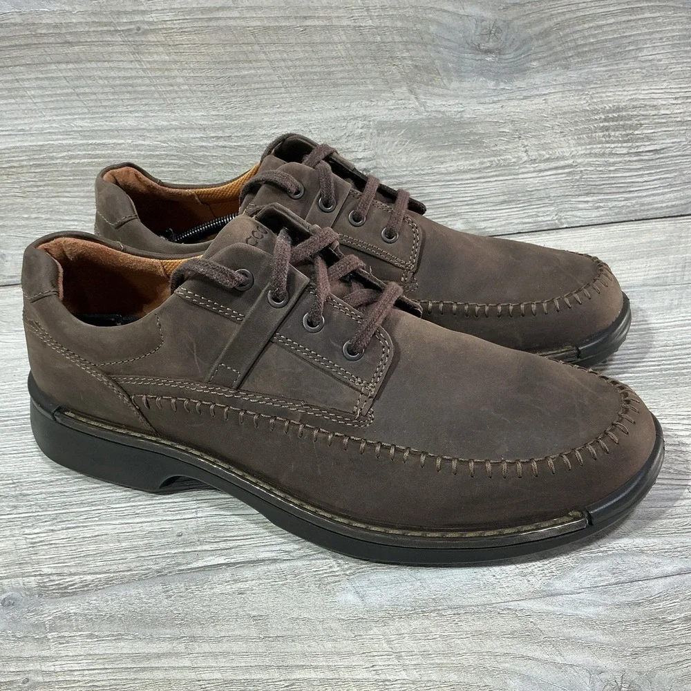 Ecco Fusion II Moc Cocoa Brown Leather Casual Lace Up Mens Shoes Size 13 EU 47